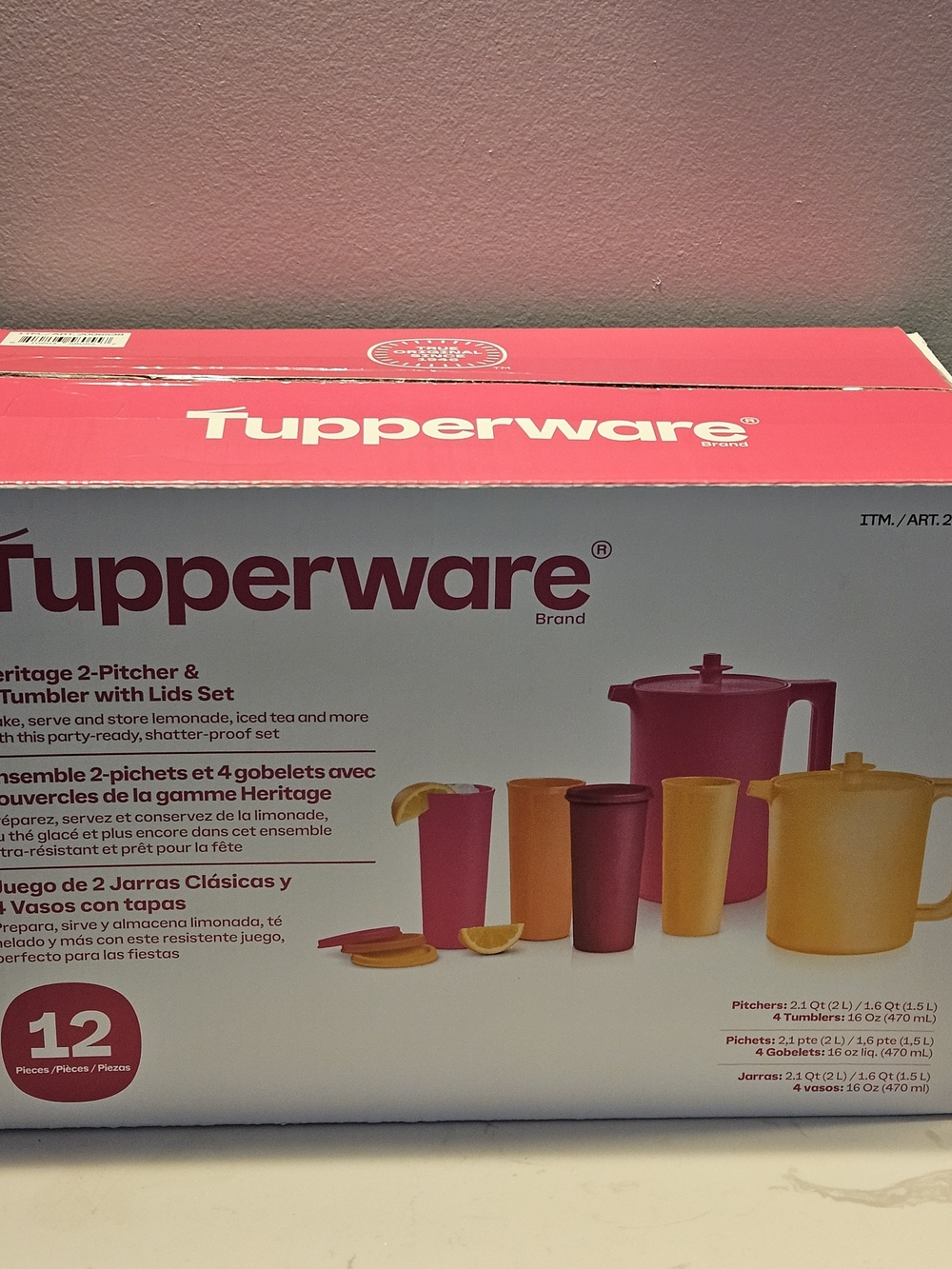 Tupperware Heritage 2-Pitcher & Tumbler Set - Pink & Yellow